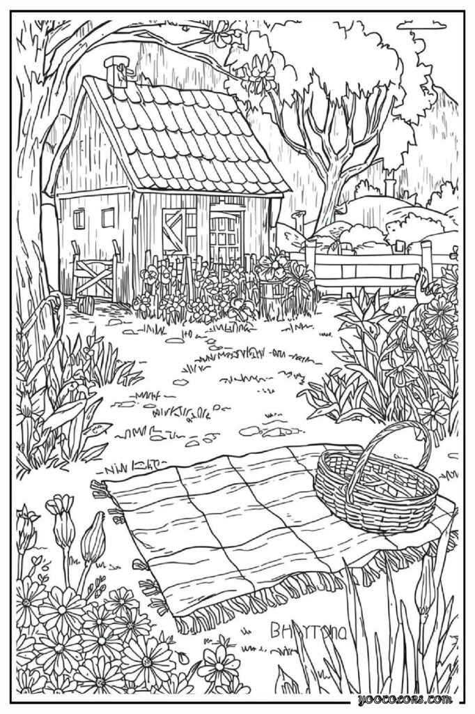 65+ Beautiful Cottagecore Coloring Pages for Relaxation and Creativity 19 cottage core COLORING PAGES 17 pdf