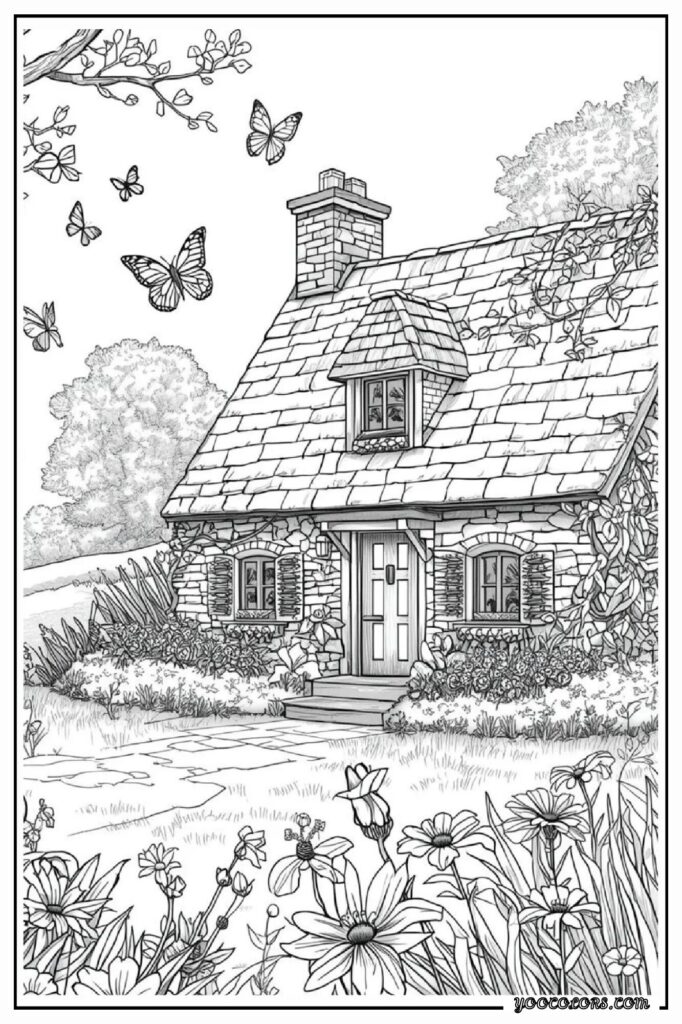 65+ Beautiful Cottagecore Coloring Pages for Relaxation and Creativity 35 cottage core COLORING PAGES 34 pdf