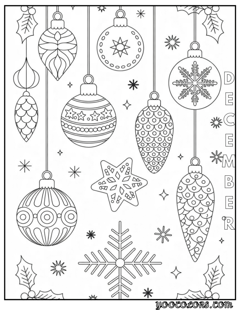 December Coloring Pages 12 Unique Free Printasble Designs 18 december ornaments