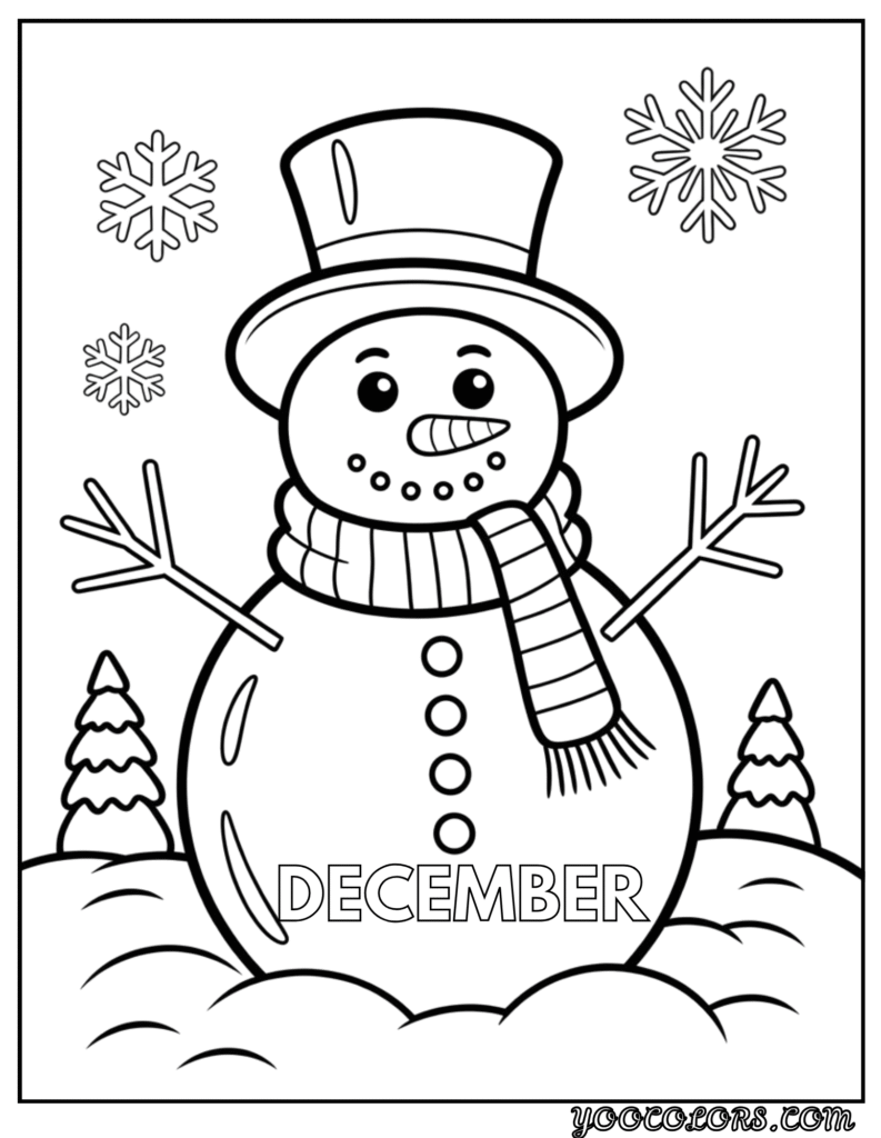 December Coloring Pages 12 Unique Free Printasble Designs 15 DECEMBER SNOWMAN