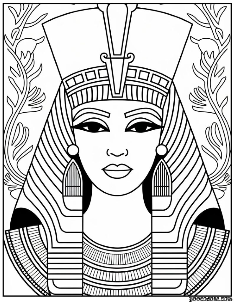 Egyptian Coloring Pages, Free Printable Art & History 4 egyptian coloring pages Cleopatra Portrait.png pdf