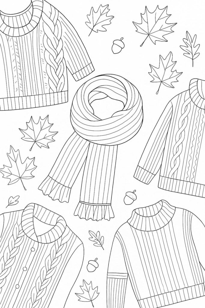 Fall Coloring Pages for Adults 19 Creative Designs to Inspire Relaxation 23 Cozy autumn scarves and sweaters