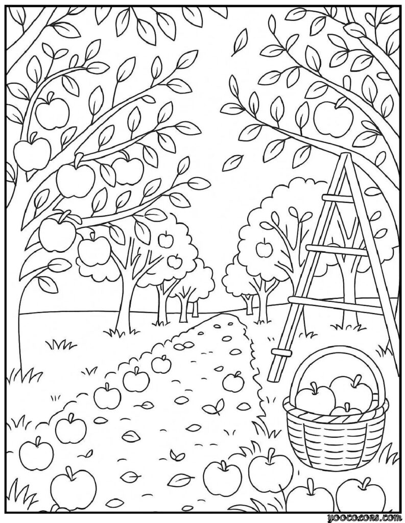 Fall Coloring Pages for Adults 19 Creative Designs to Inspire Relaxation 14 fall coloring pages for adults Apple orchards ready for picking pdf