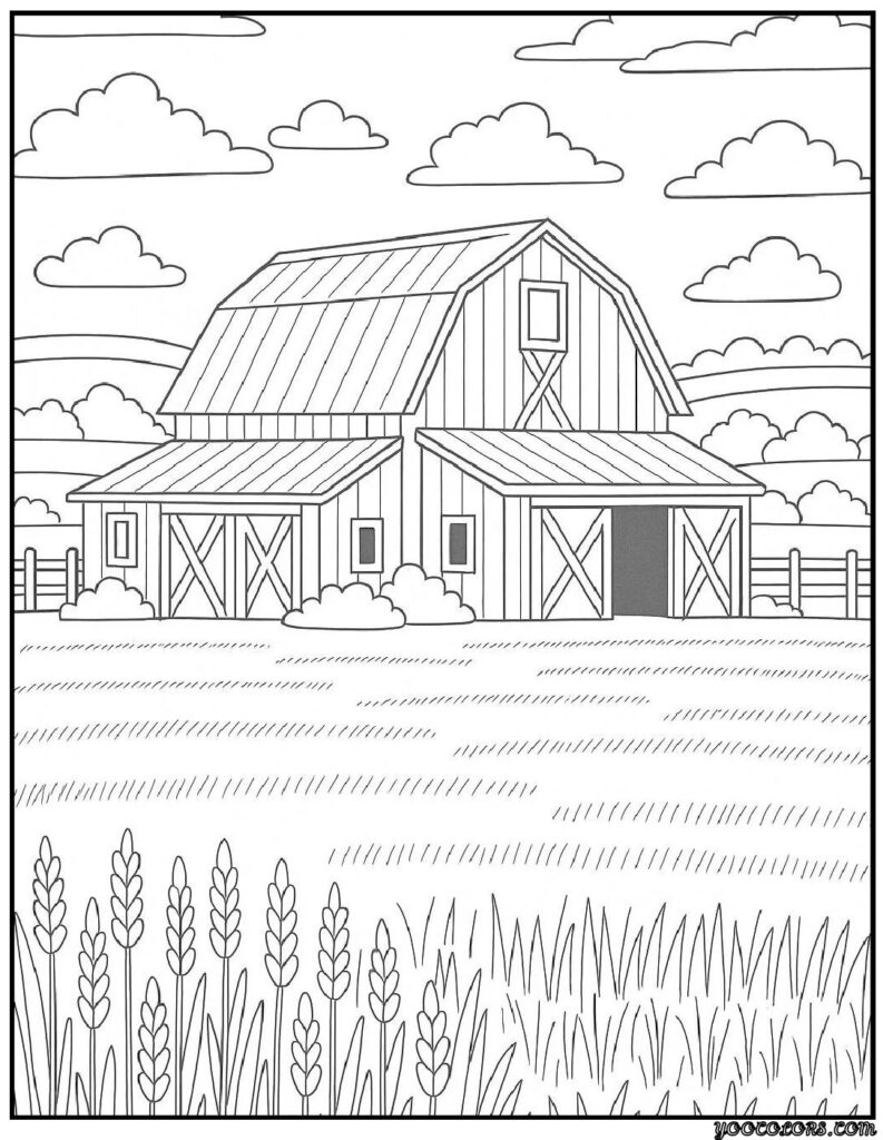 Fall Coloring Pages for Adults 19 Creative Designs to Inspire Relaxation 12 fall coloring pages for adults Rustic barns surrounded by golden fields pdf