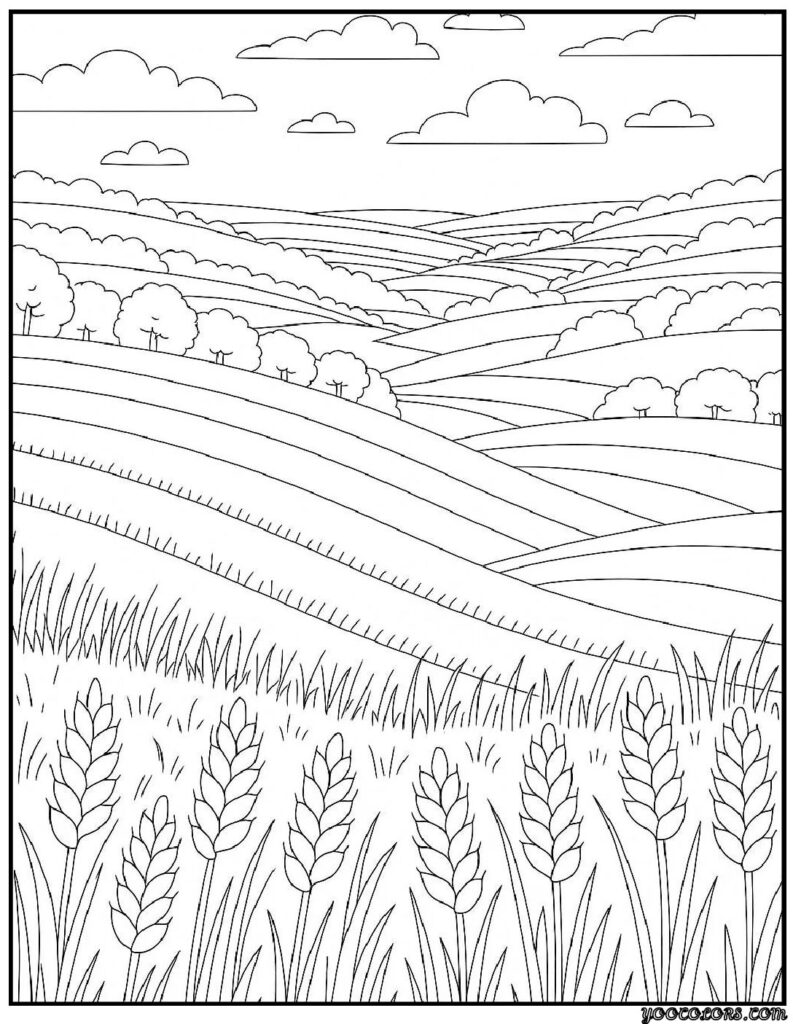 Fall Coloring Pages for Adults 19 Creative Designs to Inspire Relaxation 18 fall coloring pages for adults Sweeping scenes of wheat fields pdf