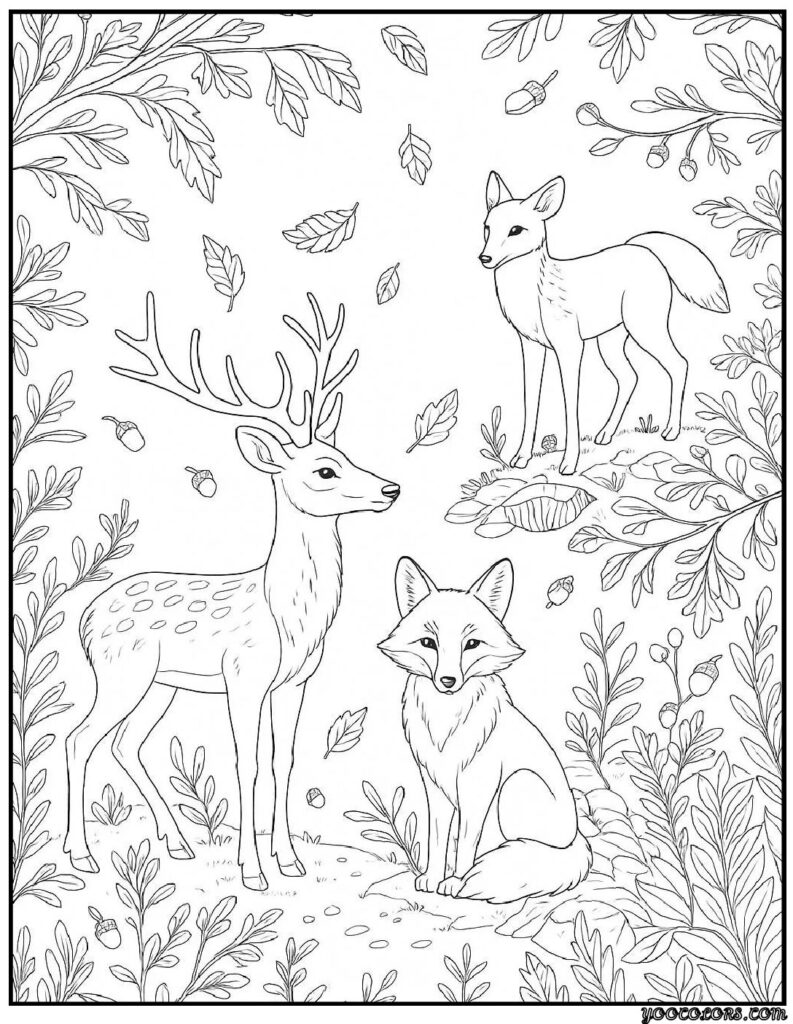 Fall Coloring Pages for Adults 19 Creative Designs to Inspire Relaxation 8 fall coloring pages for adults Woodland animals such as deer and foxes pdf