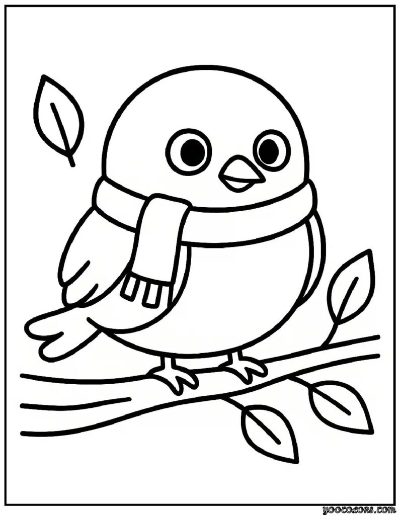 Fall Coloring Pages for Kids: Fun, Free & Creative Autumn Printables 11 fall coloring pages for kids bird with scarf pdf