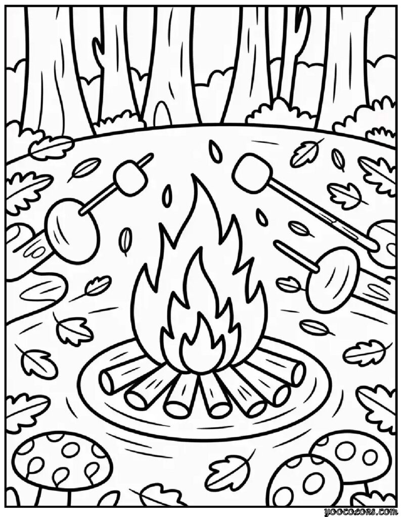 Fall Coloring Pages for Kids: Fun, Free & Creative Autumn Printables 10 fall coloring pages for kids camp fire pdf
