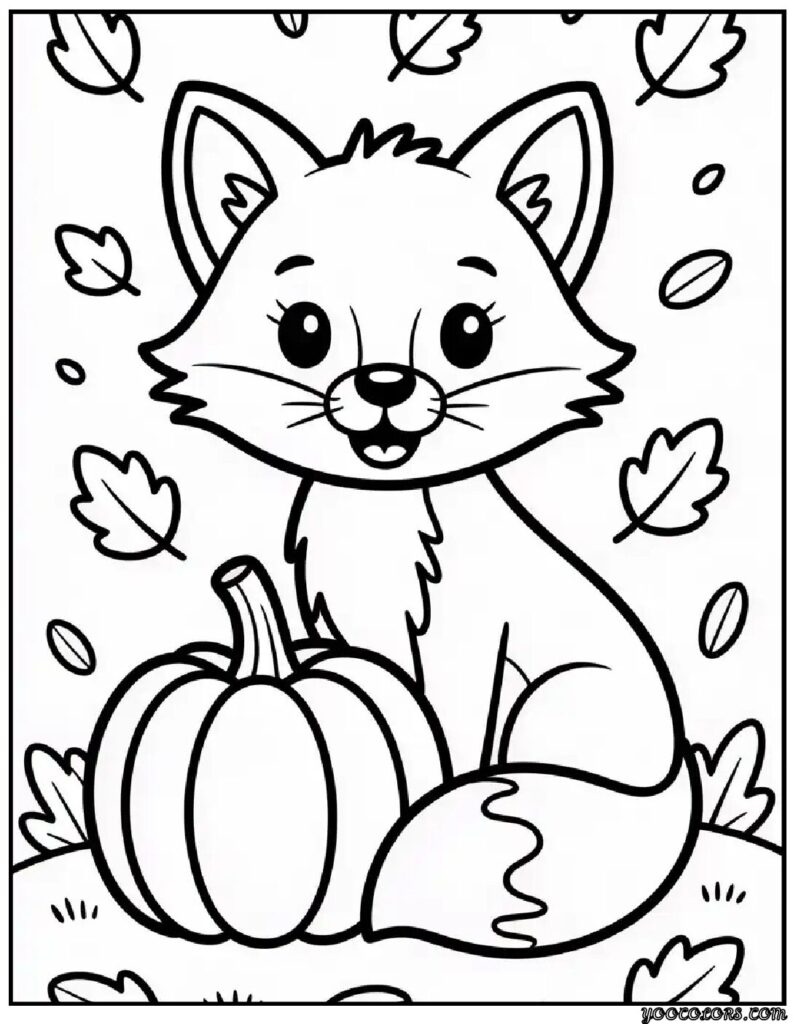 Fall Coloring Pages for Kids: Fun, Free & Creative Autumn Printables 15 fall coloring pages for kids fox with pumpkin 1 pdf
