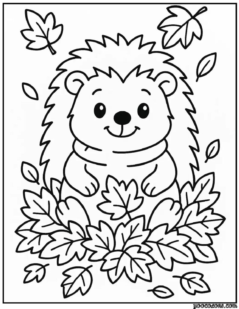 Fall Coloring Pages for Kids: Fun, Free & Creative Autumn Printables 13 fall coloring pages for kids happy hedgehog in leaves pdf