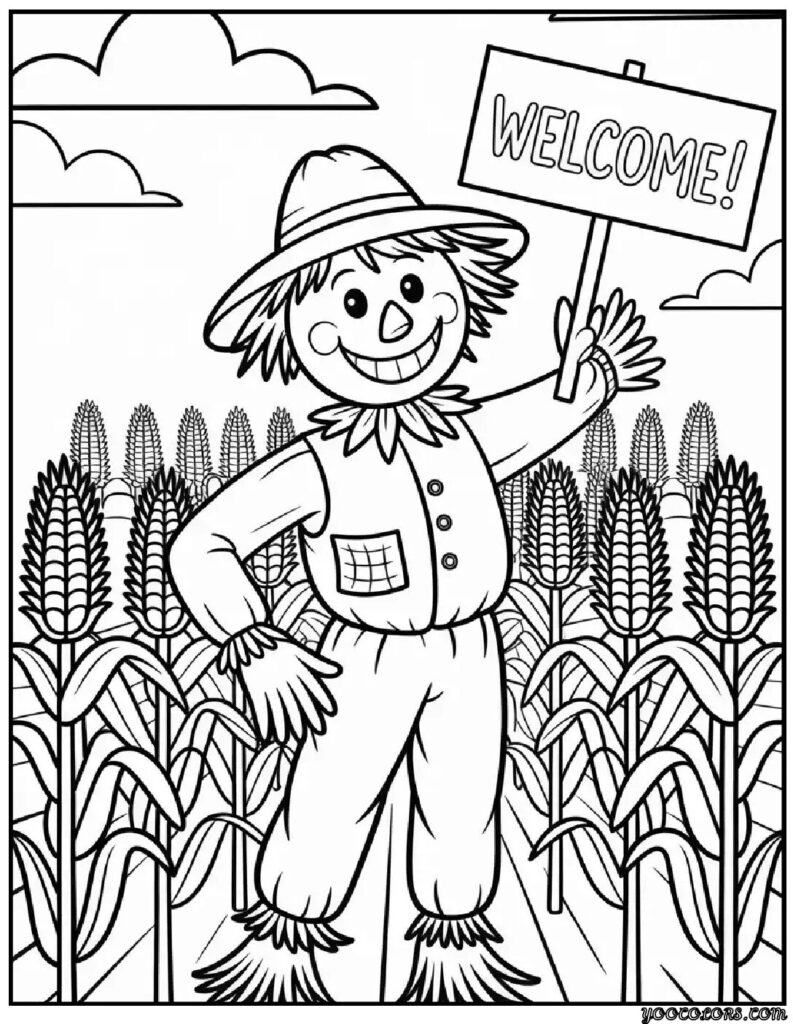 Fall Coloring Pages for Kids: Fun, Free & Creative Autumn Printables 8 fall coloring pages for kids happy scare crow in fields pdf