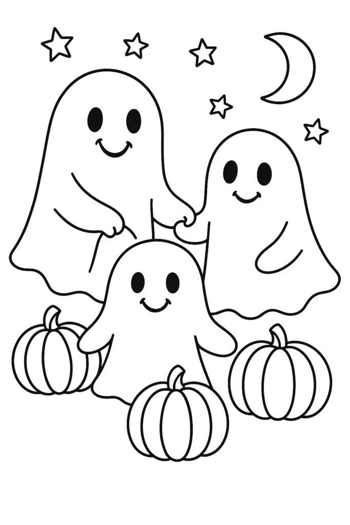 Halloween Coloring Pages Ghost: Free Printables for Kids & Adults 17 ghost family halloween