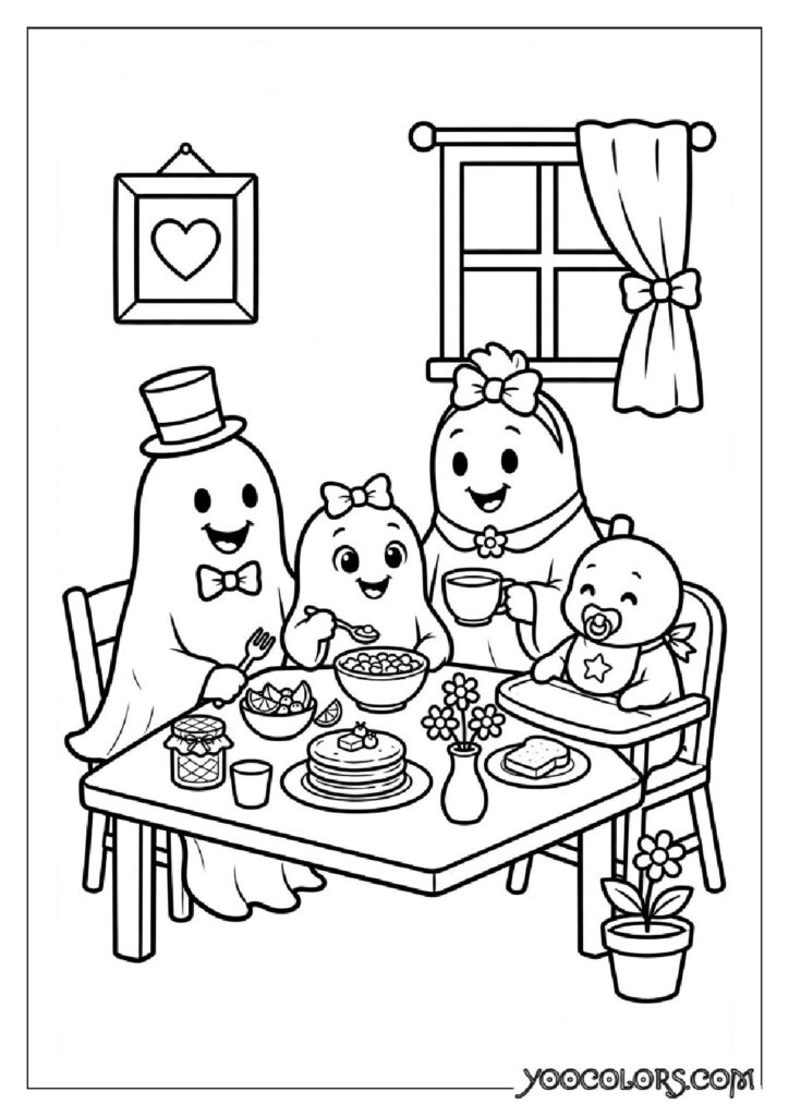 48 Halloween Coloring Pages for Fun and Creative Festive Activities 22 ghost family breakfast pdf