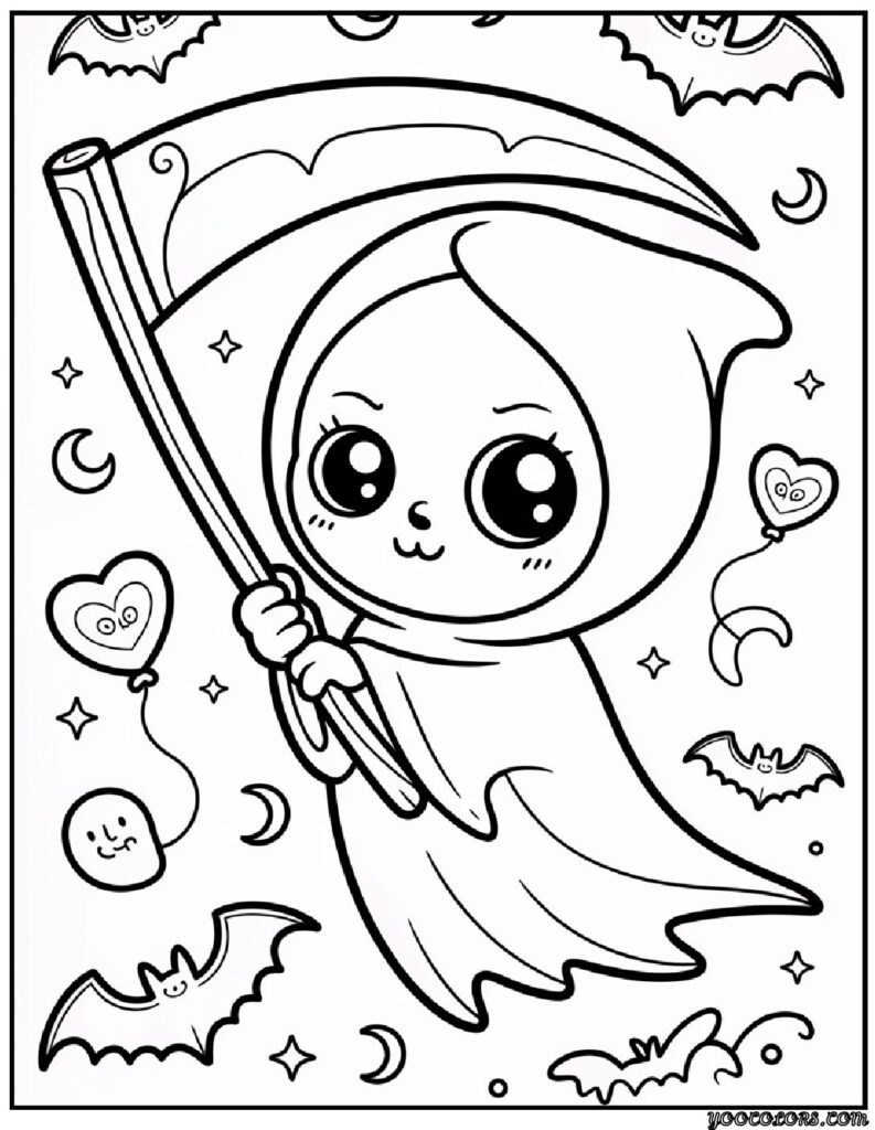 Grim Reaper Coloring Pages: Free, Scary, and Creative Printables 7 grim reaper coloring pasges Cute kawaii Grim Reaper 1 1 pdf