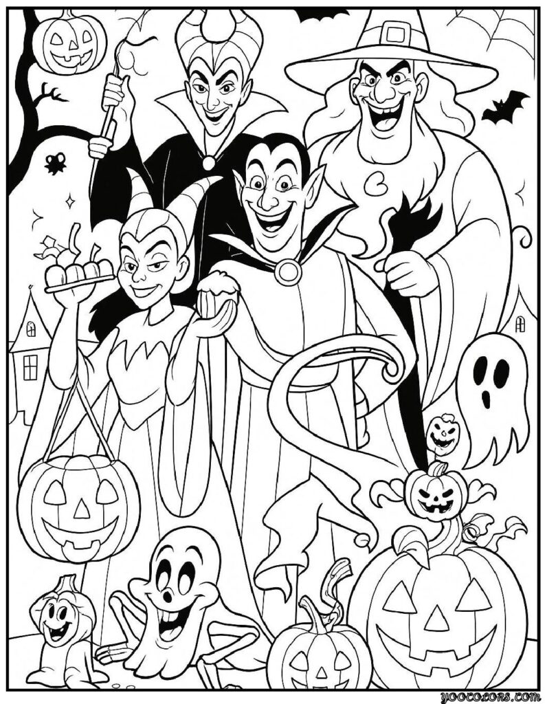 halloween coloring pages disney Disney Villains Dressed for Halloween 1 pdf