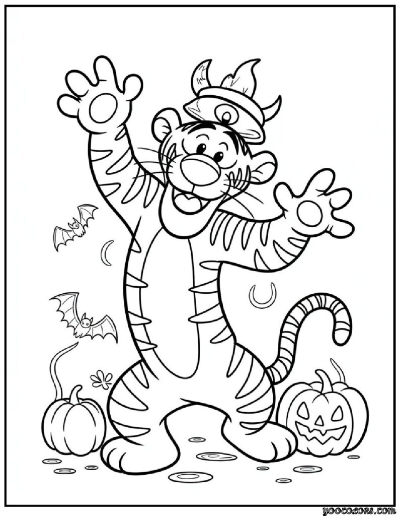 halloween coloring pages disney Tigger in a Monster Outfit pdf