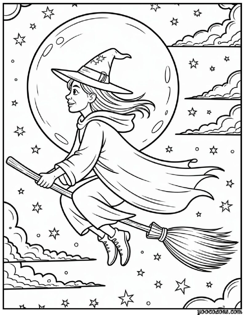 Halloween Coloring Pages for Adults: Intricate Spooky Designs to Print 13 halloween coloring pages for adults full moon ang flying witches pdf