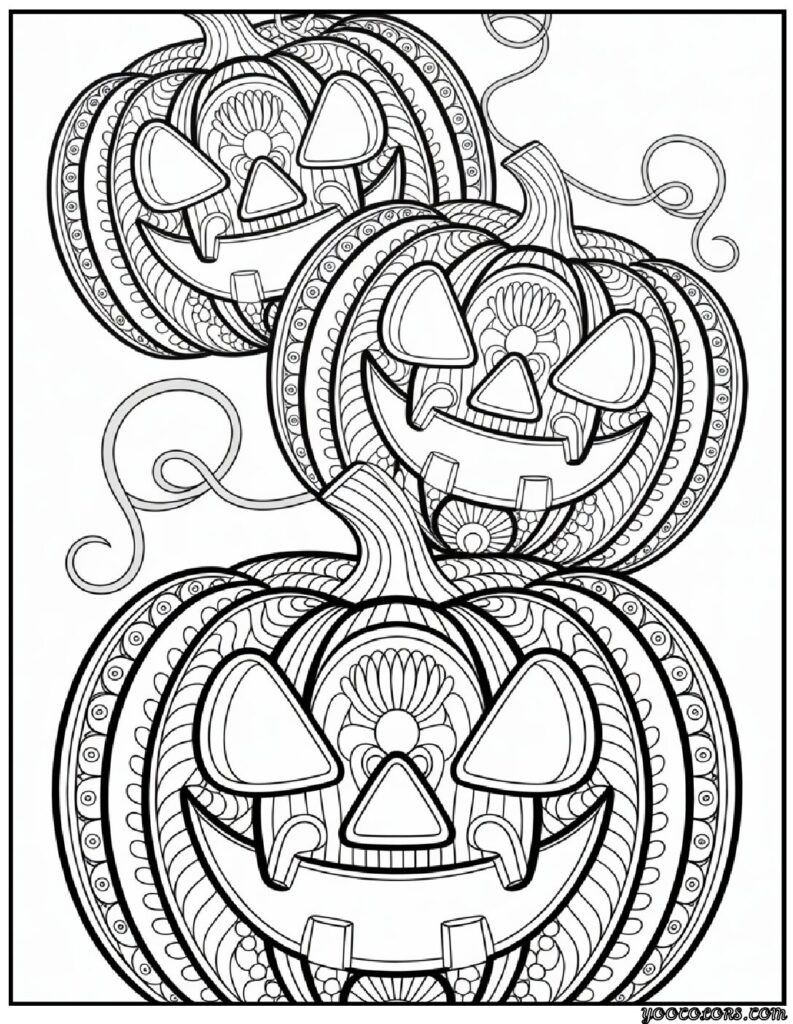 Halloween Coloring Pages for Adults: Intricate Spooky Designs to Print 20 halloween coloring pages for adults mandla style pumkins pdf