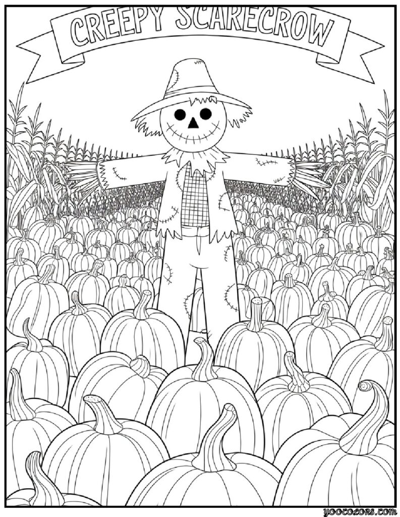 Halloween Coloring Pages for Adults: Intricate Spooky Designs to Print 5 halloween coloring pages for adults scarecrow in punmkin field 1 pdf
