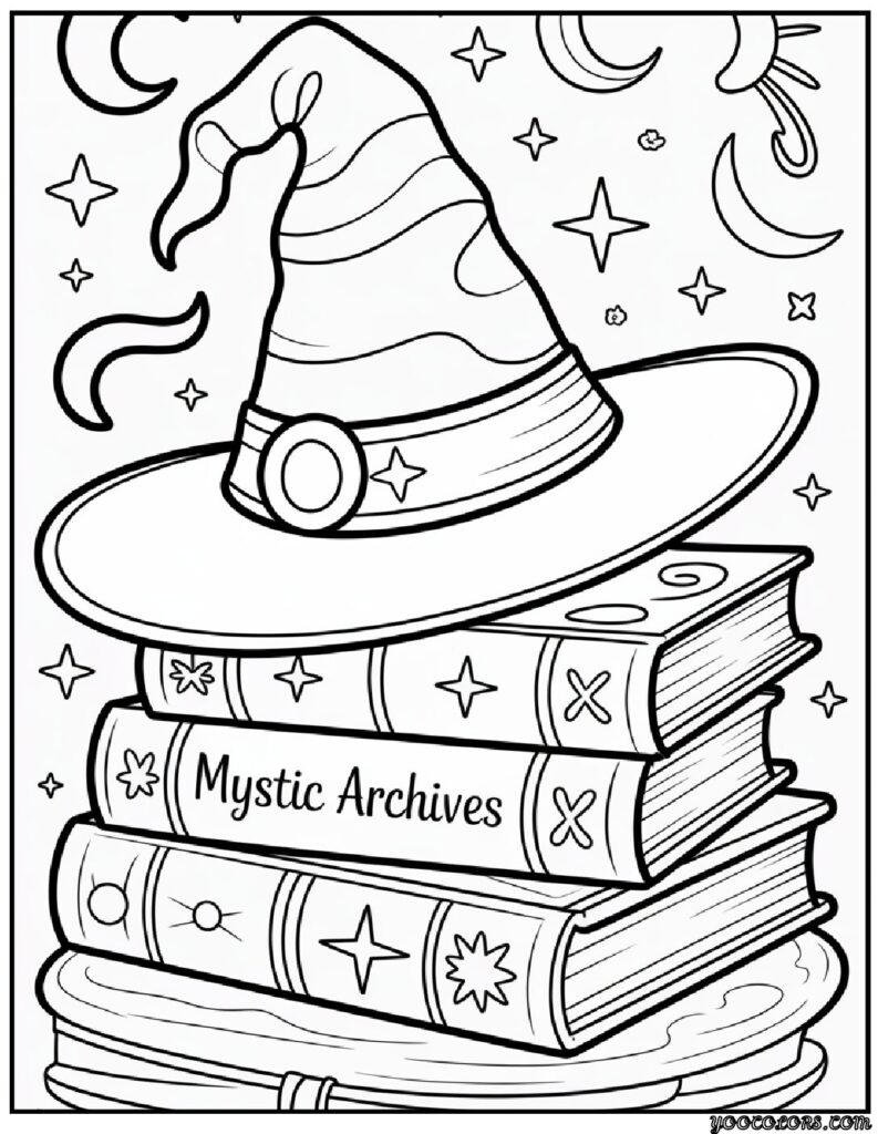 Halloween Coloring Pages for Adults: Intricate Spooky Designs to Print 17 halloween coloring pages for adults witch hat and mystic books pdf