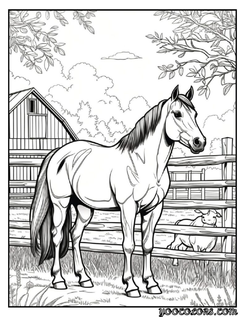 Farm Animal Coloring Pages: Top 20 Designs for Educational and Fun Activities 8 horse coloring pages pdf