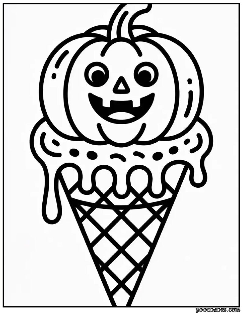 Pumpkin Coloring Pages: Fun, Printable, and Perfect for Fall 20 icecream pumpkin.webp pdf