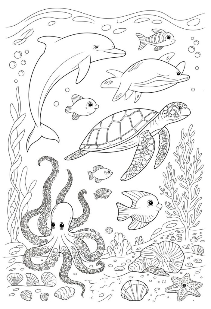 Sea Creature Coloring Pages: Top 20 Designs for Creative Fun 2 Sea creature coloring pages