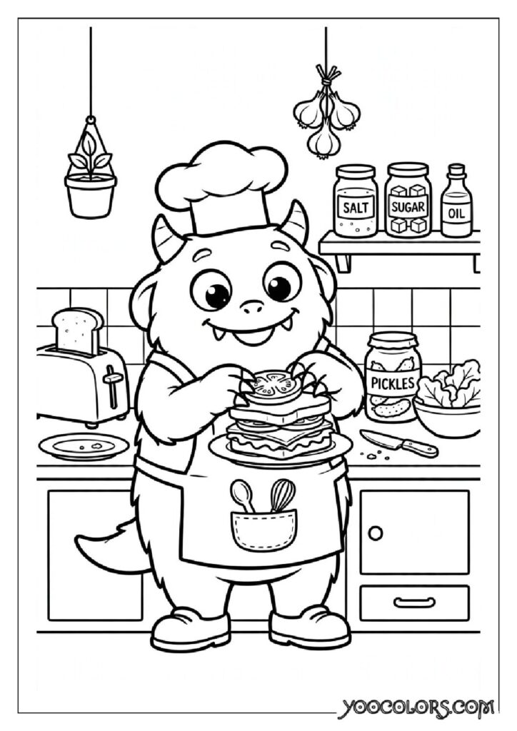 48 Halloween Coloring Pages for Fun and Creative Festive Activities 23 monster sandwich coloring page pdf