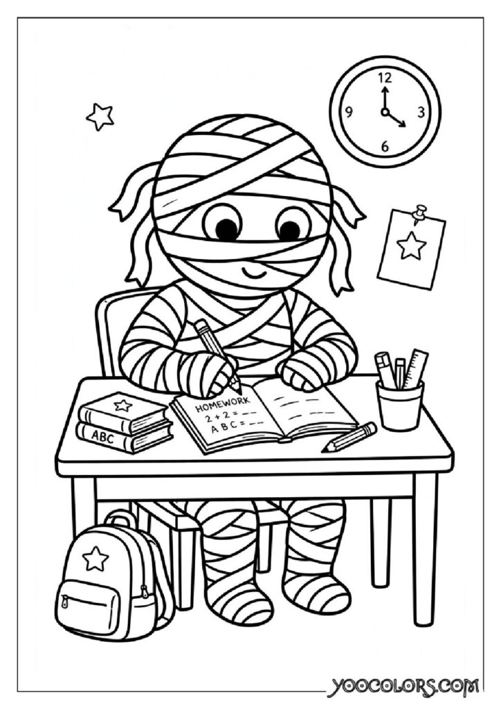 48 Halloween Coloring Pages for Fun and Creative Festive Activities 26 mummy homework coloring page pdf