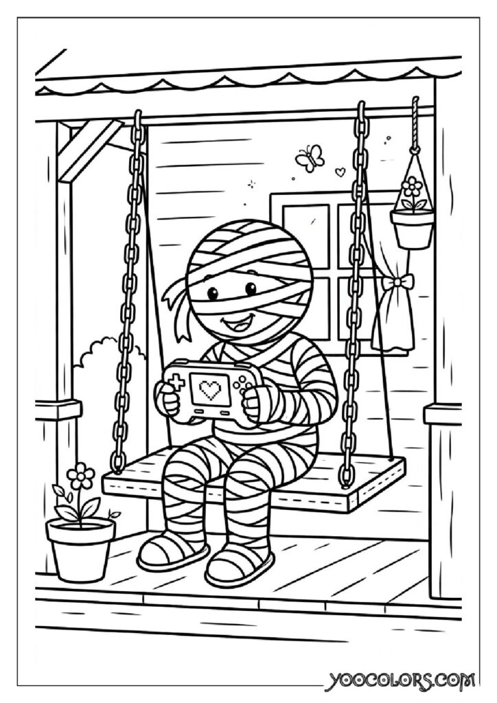 48 Halloween Coloring Pages for Fun and Creative Festive Activities 25 mummy porch swing pdf