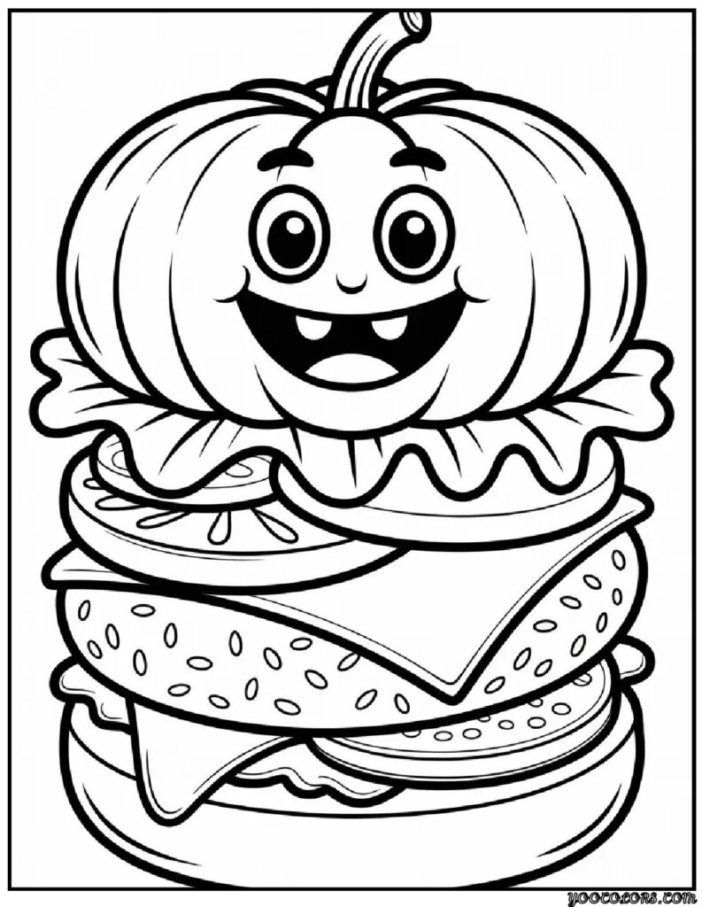 Pumpkin Coloring Pages: Fun, Printable, and Perfect for Fall 21 pumpkin burger.webp pdf