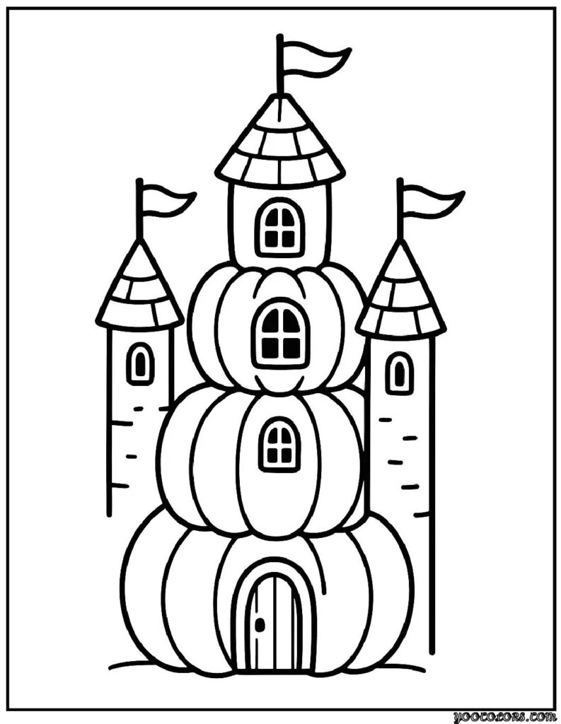 Pumpkin Coloring Pages: Fun, Printable, and Perfect for Fall 18 pumpkin castle.webp pdf