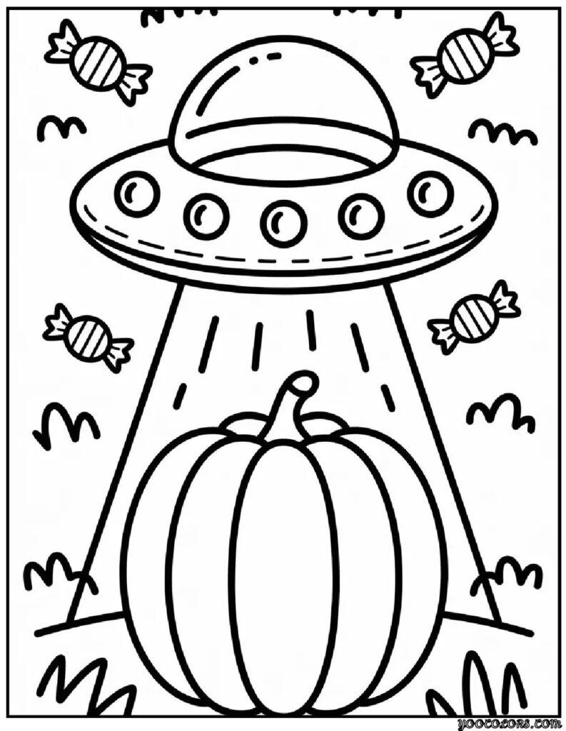 Pumpkin Coloring Pages: Fun, Printable, and Perfect for Fall 13 pumpkin ufo.webp pdf