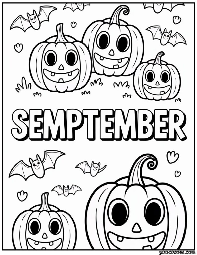 September Coloring Pages: Fun Fall & Back-to-School Printables for Kids 14 september coloring pages Halloween Pumpkins pdf