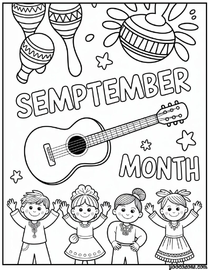 September Coloring Pages: Fun Fall & Back-to-School Printables for Kids 9 september coloring pages Hispanic Heritage Month pdf