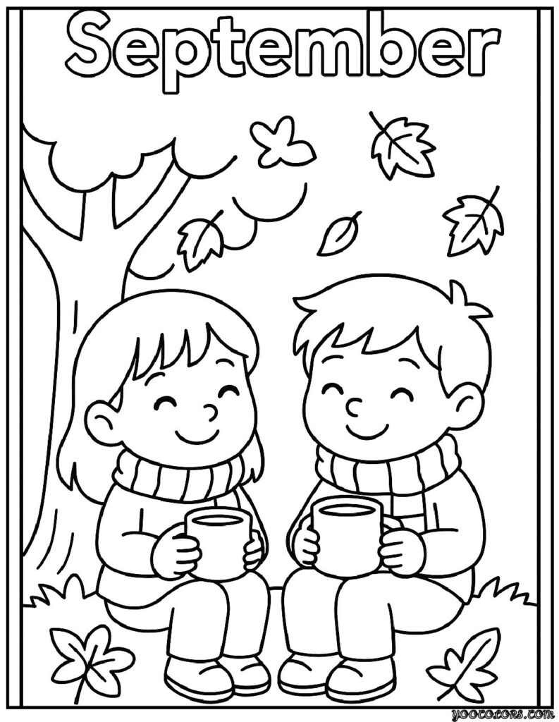 September Coloring Pages: Fun Fall & Back-to-School Printables for Kids 16 september coloring pages cozy fall scene pdf