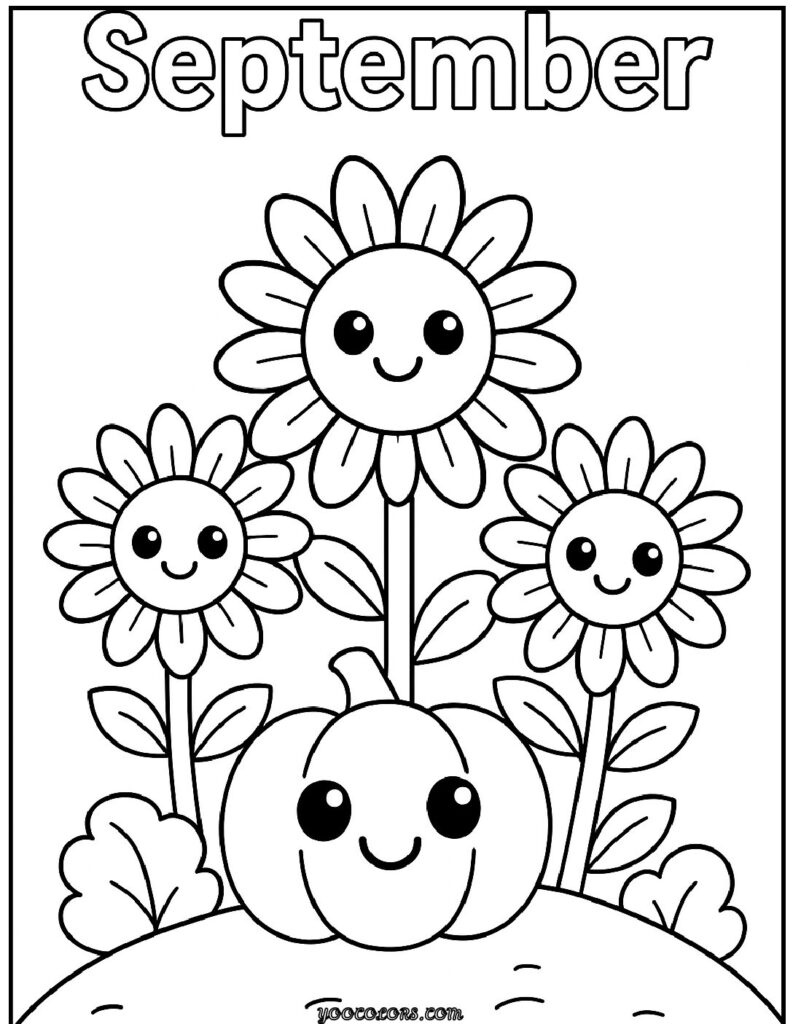 September Coloring Pages: Fun Fall & Back-to-School Printables for Kids 7 september coloring pages sunflower pdf