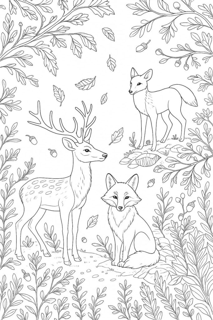 Fall Coloring Pages for Adults 19 Creative Designs to Inspire Relaxation 25 Woodland animals such as deer and foxes