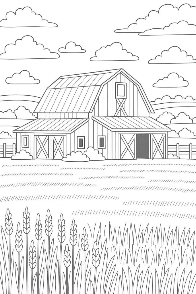 Fall Coloring Pages for Adults 19 Creative Designs to Inspire Relaxation 29 Rustic barns surrounded by golden fields