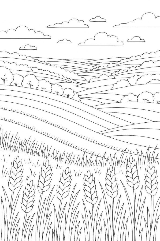 Fall Coloring Pages for Adults 19 Creative Designs to Inspire Relaxation 35 Sweeping scenes of wheat fields