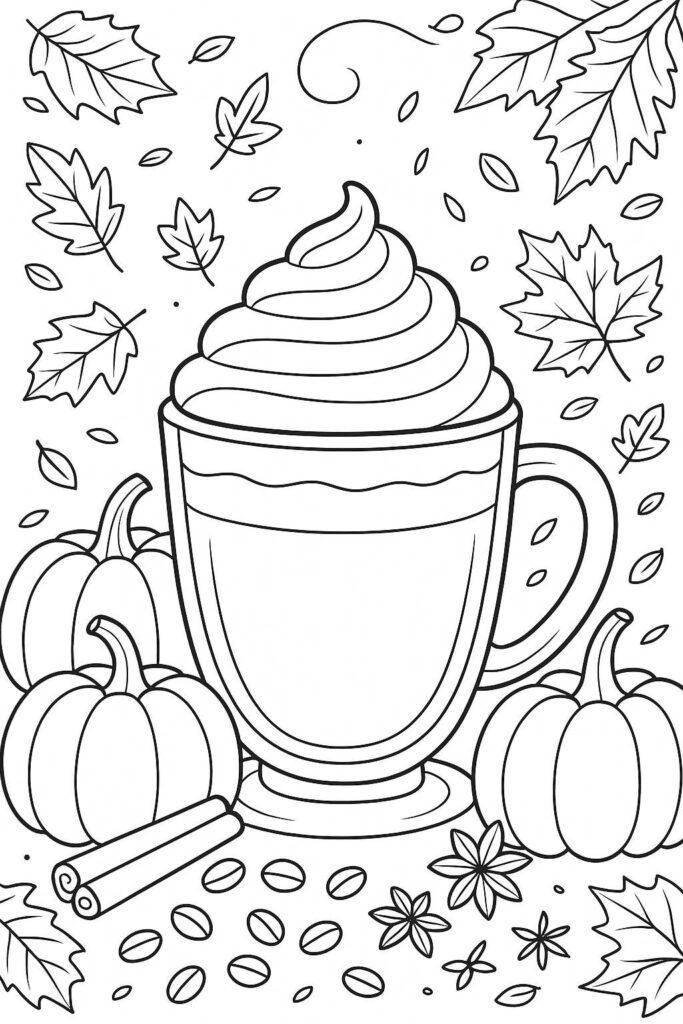Fall Coloring Pages for Adults 19 Creative Designs to Inspire Relaxation 36 Classic fall beverages like pumpkin spice lattes