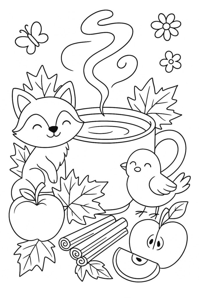 Fall Coloring Pages Free Printables: 20 Best Designs for All Ages 20 Hot apple cider mug drawing
