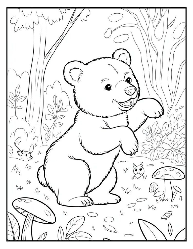 Woodland Animal Coloring Pages: 20 Detailed Designs for All Ages 12 woodland animal coloring pages Bear Cub Playing Coloring Page pdf