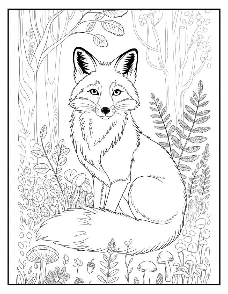 Woodland Animal Coloring Pages: 20 Detailed Designs for All Ages 3 woodland animal coloring pages Fox in the Forest Coloring Page pdf