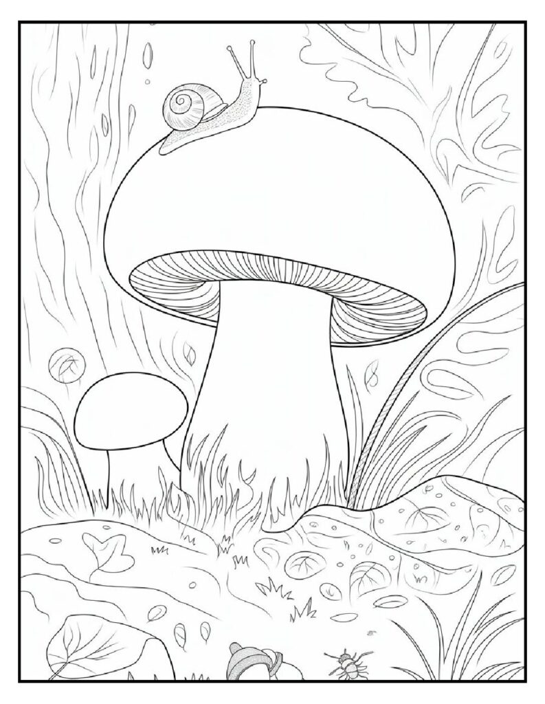 Woodland Animal Coloring Pages: 20 Detailed Designs for All Ages 21 woodland animal coloring pages Mushroom with Snail Coloring Page pdf