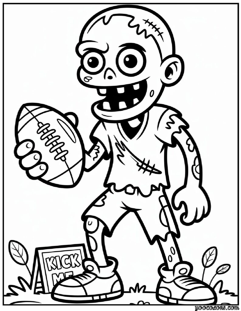 Zombie Coloring Pages: Scary, Cute, and Creative Free Printables 13 zombie coloring pages Football Zombie from Plants vs Zombies.png pdf