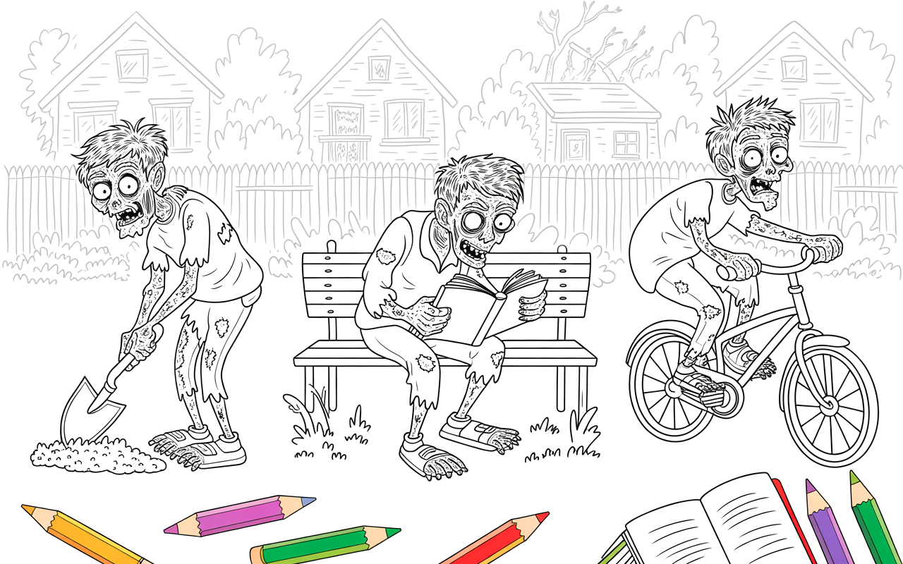 Zombie Without Color 13 Zombie Coloring Pages Scary, Cute & Free Printables