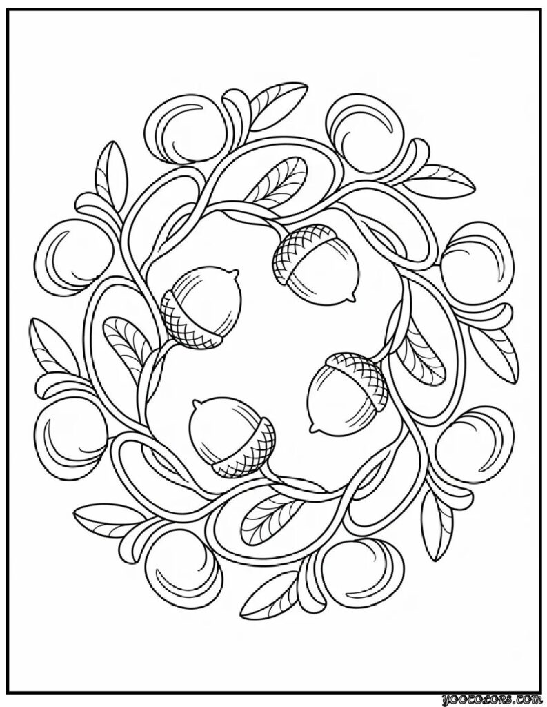 Thanksgiving Coloring Pages Printable – Free, Fun, and Festive Ideas for Kids & Adults 3 Acorn Filigree Wheel.webp pdf
