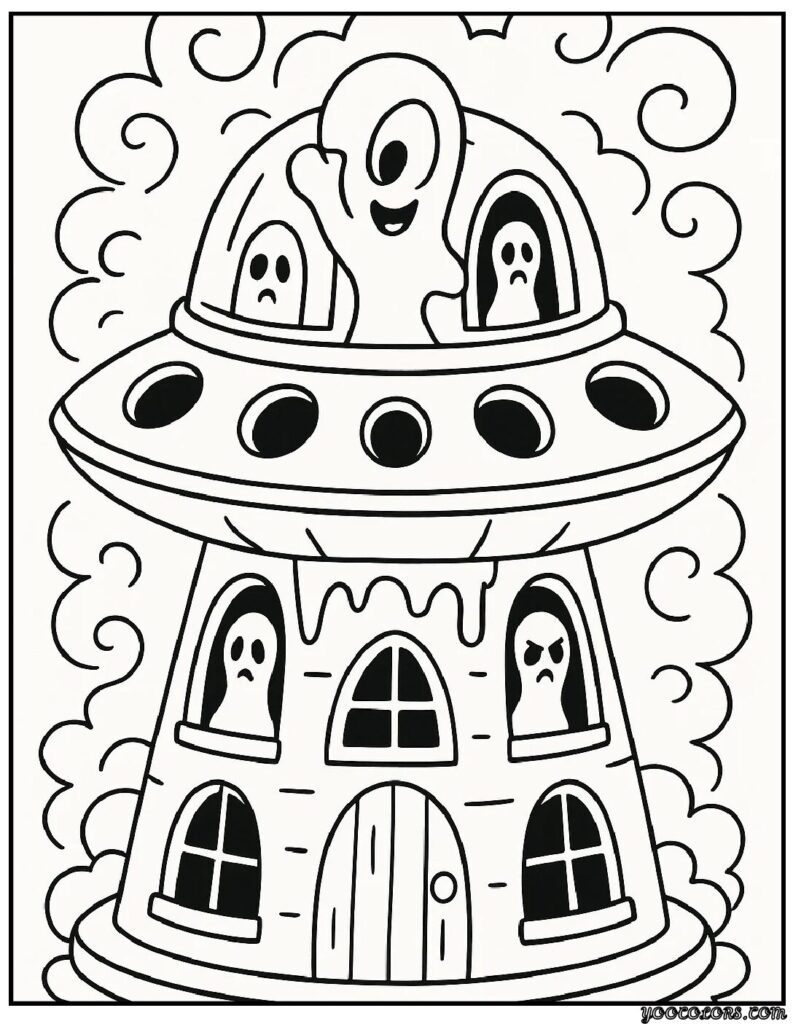 Halloween Coloring Pages Haunted House – Free Printables & Spooky Fun 11 Alien Haunted House halloween coloring pages haunted house.webp 1 pdf