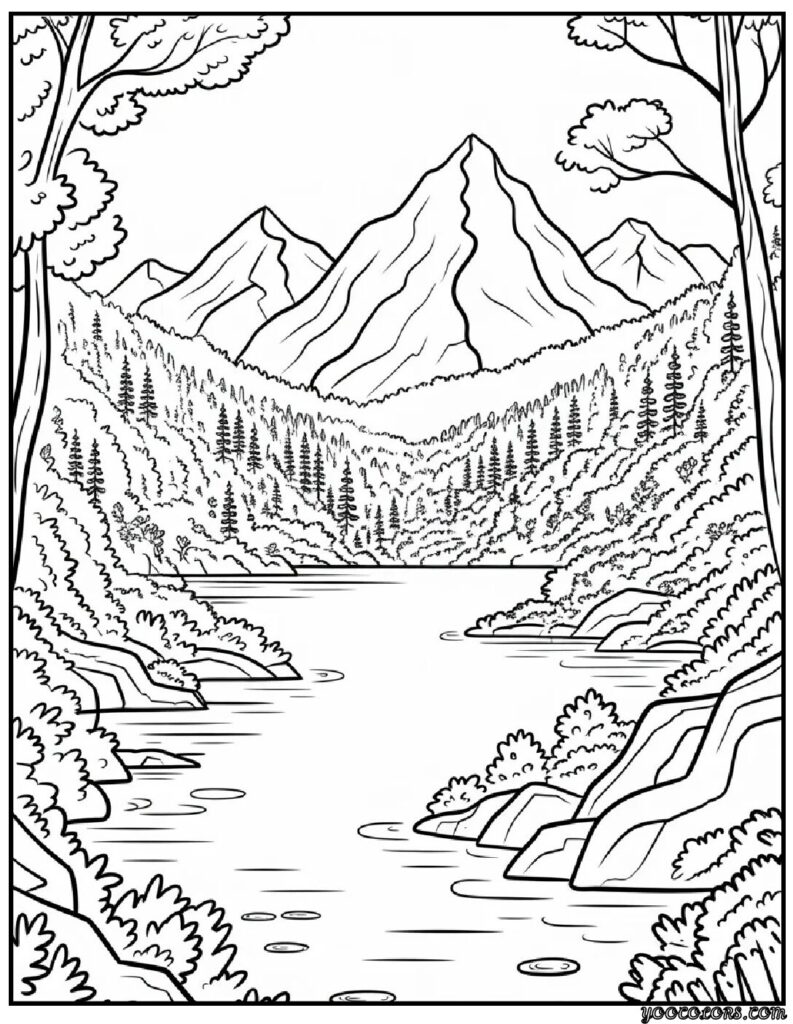 Autumn Fall Coloring Pages – Cozy, Printable & Fun for All Ages 6 Autumn Mountainscape with Lake.webp autumn fall coloring pages pdf